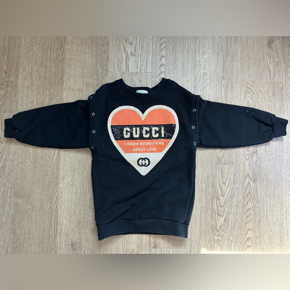 Authentic Gucci Kids heart-motif Black Sweatshirt Vest excellent condition